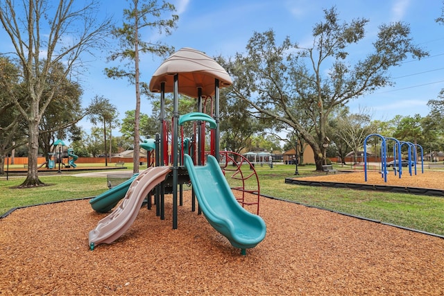 view of play area with a yard