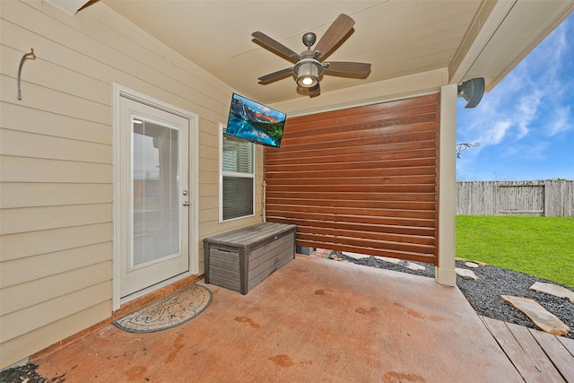 view of patio / terrace with ceiling fan