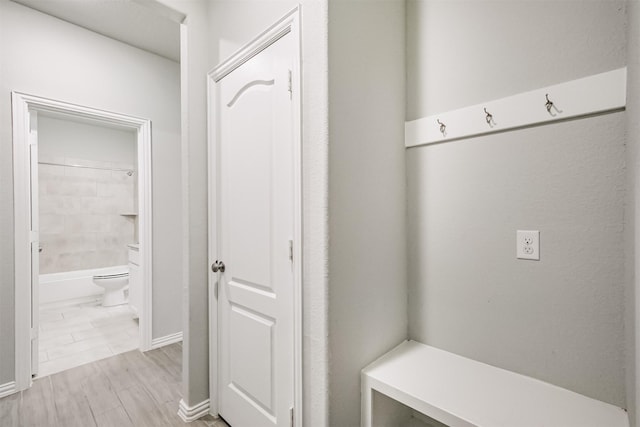 mudroom featuring light wood-type flooring