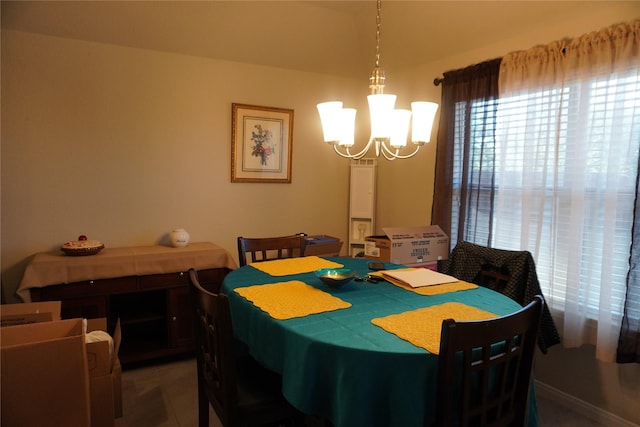 dining room with an inviting chandelier