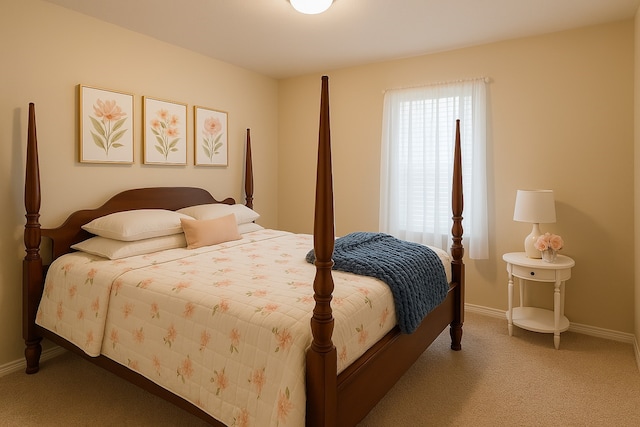 bedroom featuring carpet flooring and baseboards