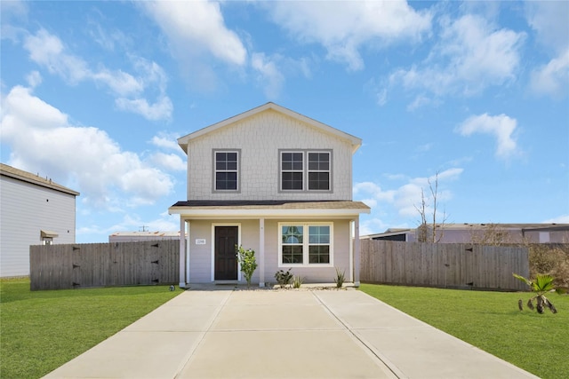 view of property with a front lawn