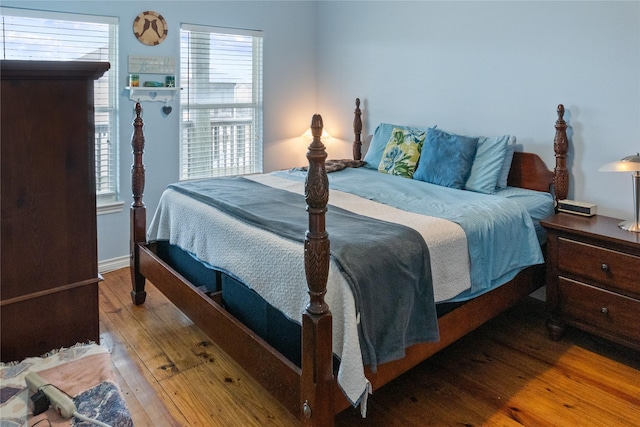 bedroom featuring multiple windows and hardwood / wood-style flooring