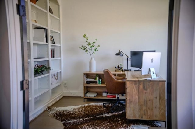 office space featuring wood-type flooring