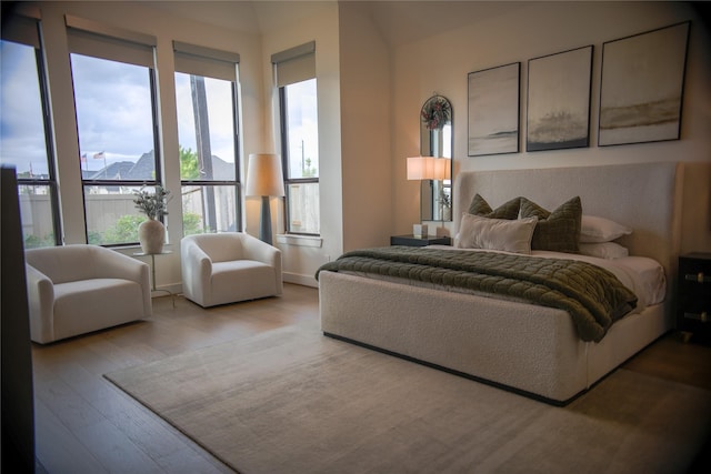 bedroom featuring light wood-type flooring