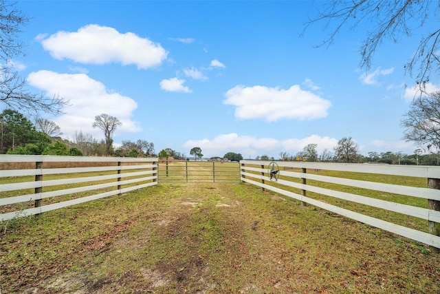 view of yard with a rural view