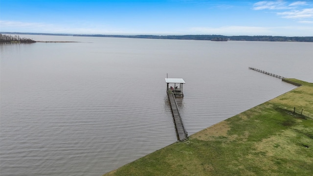 property view of water with a boat dock