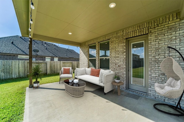 view of patio featuring an outdoor hangout area