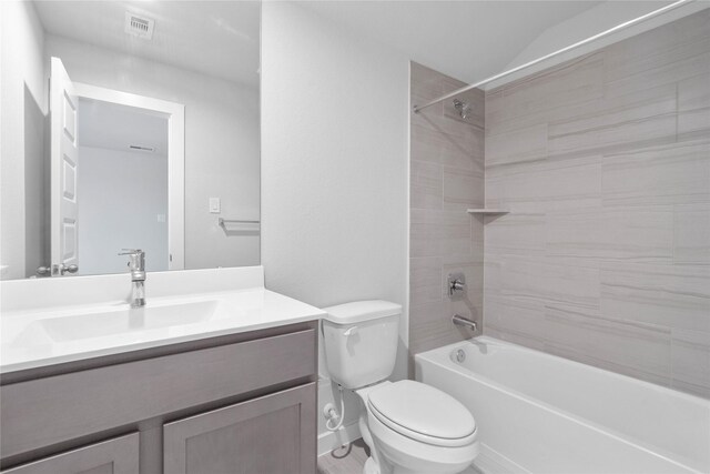 344 Spruce Oak Ln, Waller, TX 77484 - bathroom with vanity, washtub / shower combination, and toilet