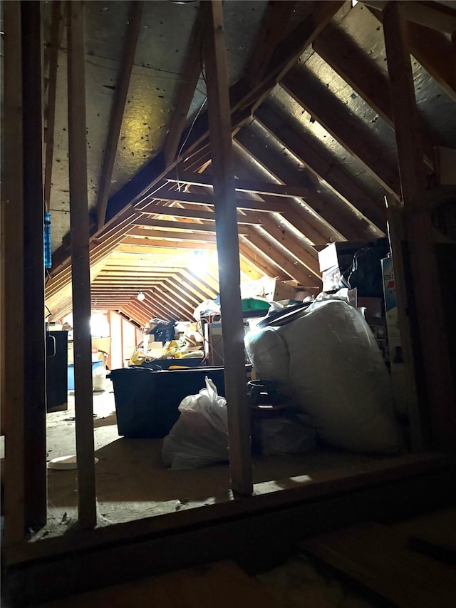 view of unfinished attic