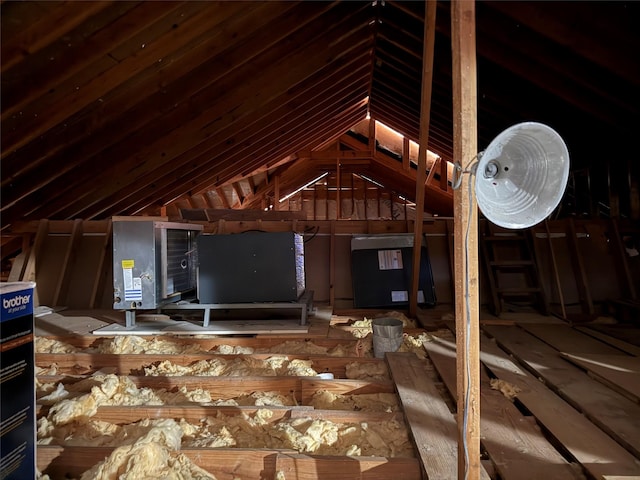 view of unfinished attic