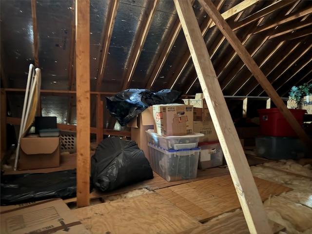 view of unfinished attic