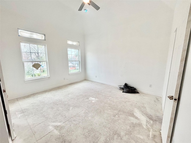 spare room with ceiling fan