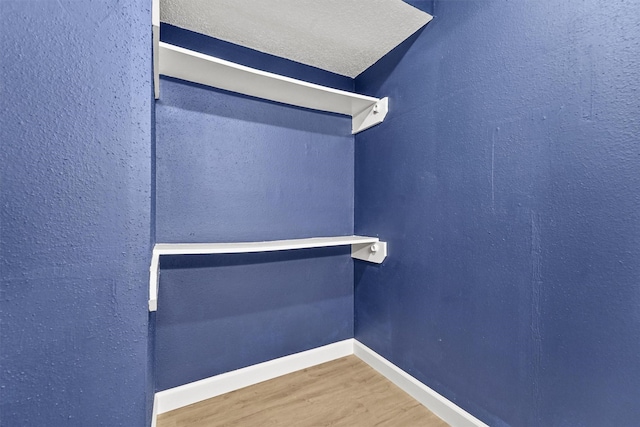 walk in closet with wood-type flooring