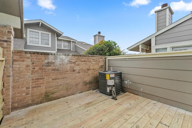 wooden deck with cooling unit