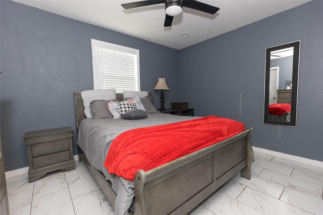 bedroom featuring ceiling fan