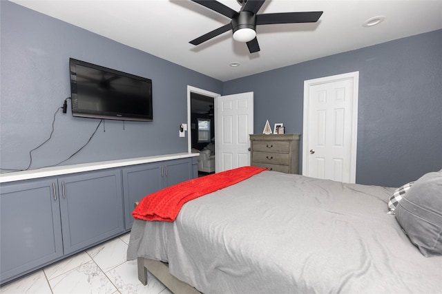 bedroom featuring ceiling fan