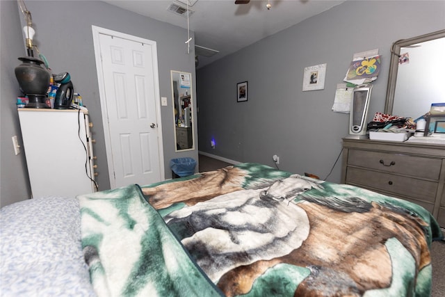 bedroom featuring ceiling fan