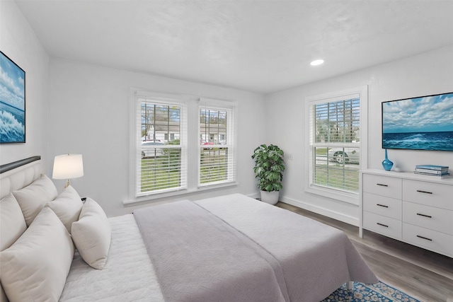 bedroom with hardwood / wood-style floors