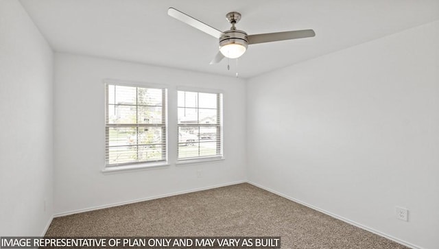 carpeted empty room featuring plenty of natural light and ceiling fan