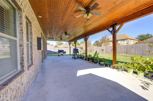 view of patio with ceiling fan