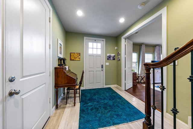 entrance foyer with light wood-type flooring