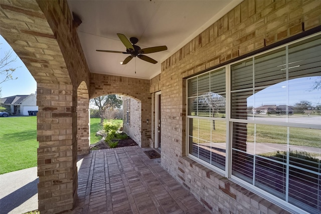 view of patio / terrace with ceiling fan