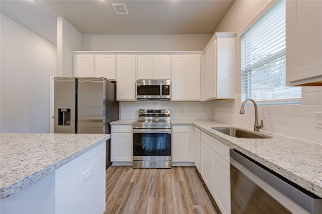 kitchen featuring sink, white cabinetry, and stainless steel appliances