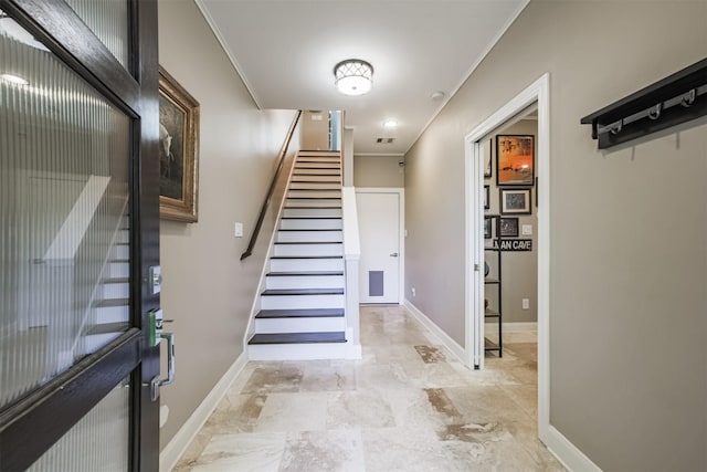 staircase with ornamental molding