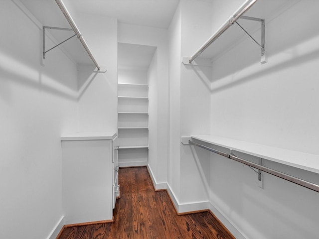 spacious closet with dark wood-type flooring