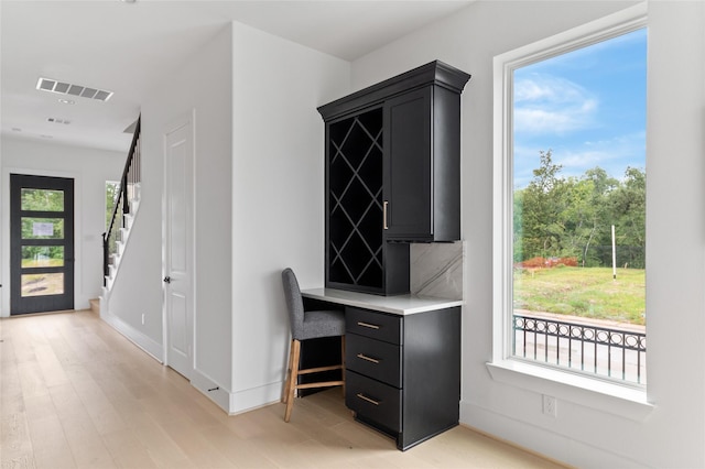 office area featuring light hardwood / wood-style floors