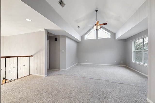 2109 Enchanted Lake Dr, League City, TX 77573 - empty room featuring a ceiling fan, carpet flooring, healthy amount of natural light, baseboards, and recessed lighting