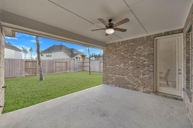 view of patio / terrace featuring ceiling fan