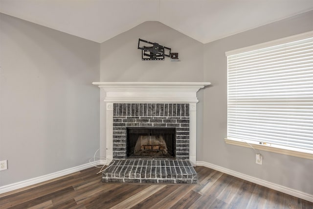 details with a fireplace and hardwood / wood-style flooring