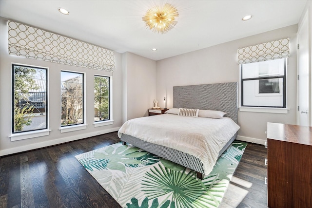 bedroom featuring dark hardwood / wood-style floors