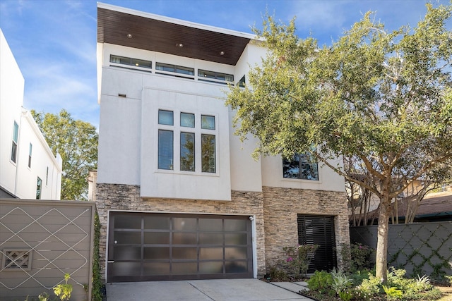 contemporary home with a garage