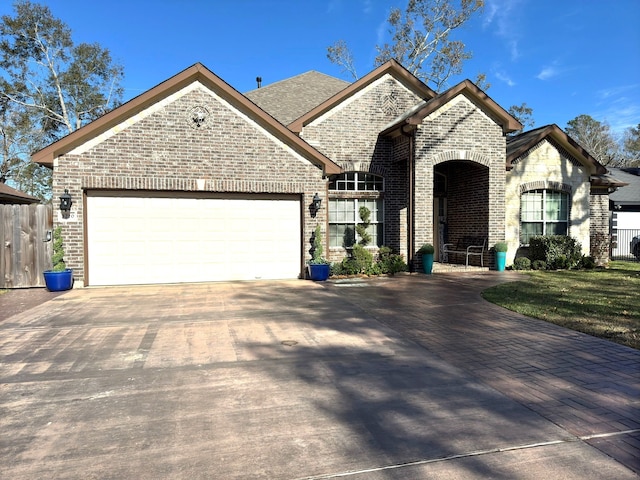 view of front of home with a garage