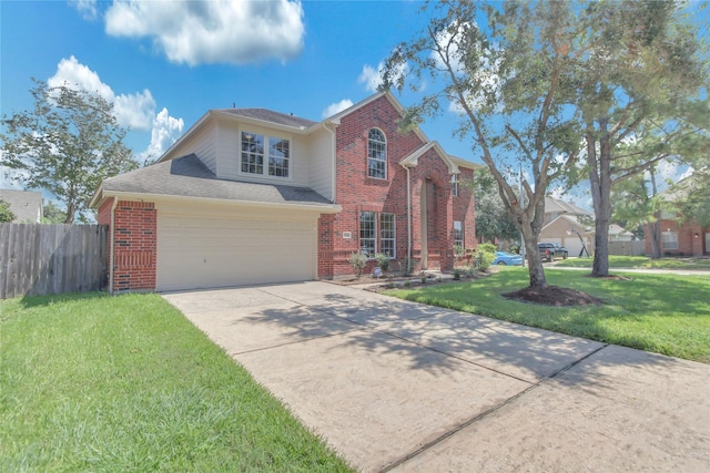 front of property featuring a front yard and a garage