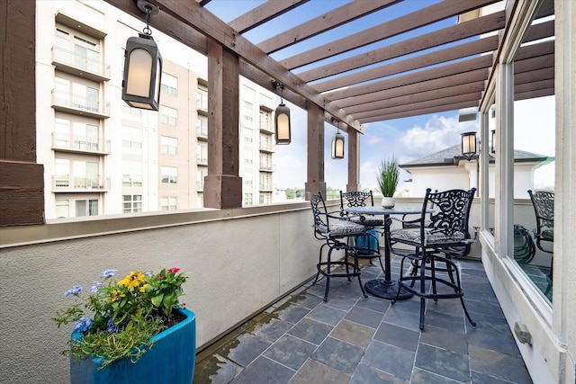 balcony with a pergola