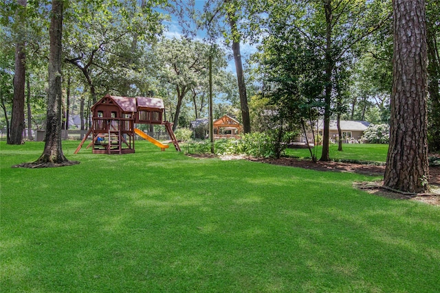 view of yard with a playground