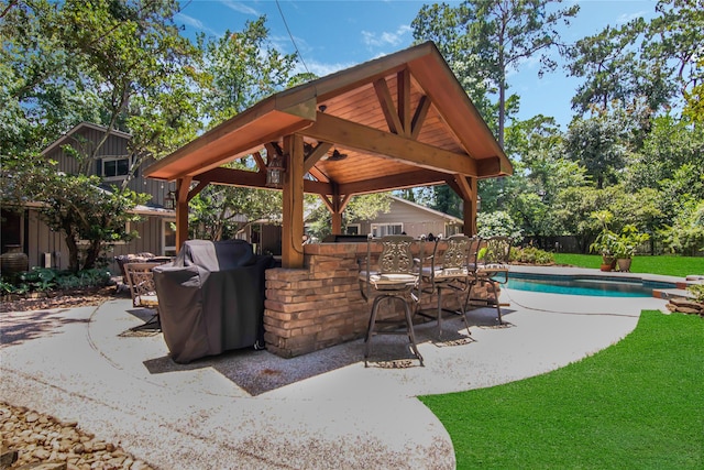 view of patio with a gazebo and grilling area