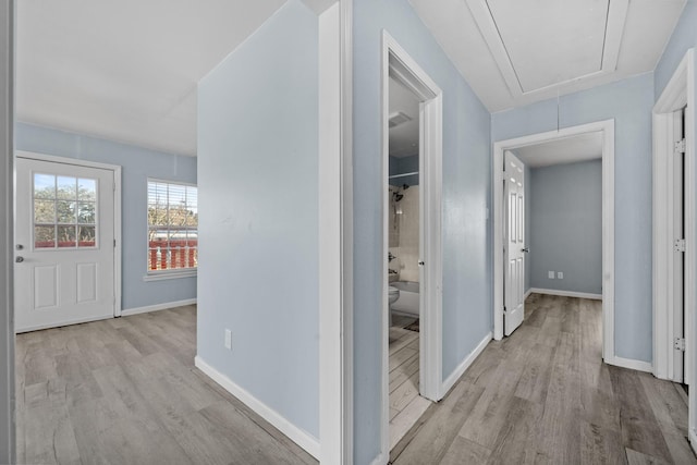 hall featuring light wood-type flooring