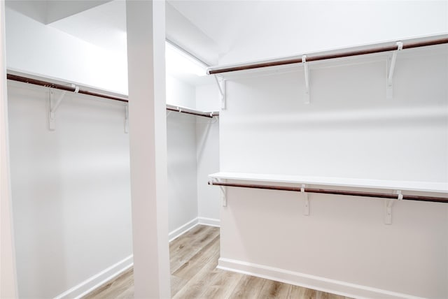 spacious closet featuring light hardwood / wood-style floors