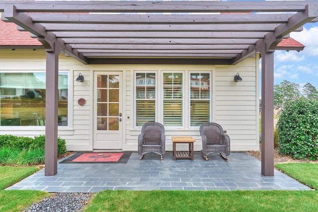 view of patio / terrace featuring a pergola