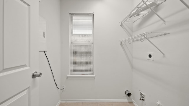 clothes washing area with hookup for an electric dryer