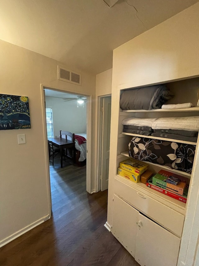 hall featuring dark hardwood / wood-style flooring