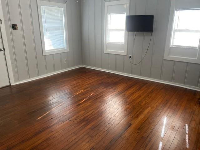 spare room featuring a healthy amount of sunlight and dark wood-type flooring