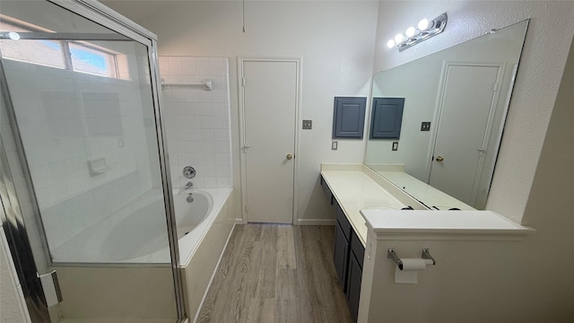 bathroom featuring vanity and wood-type flooring