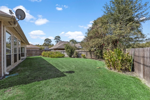 view of yard with a fenced backyard