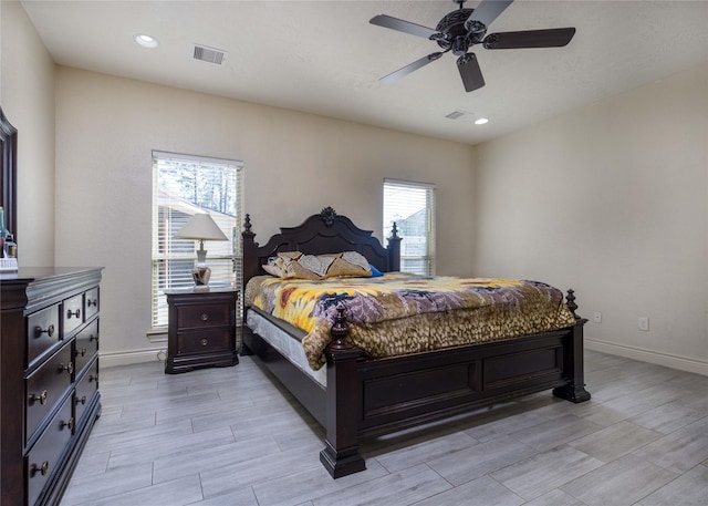 bedroom featuring ceiling fan